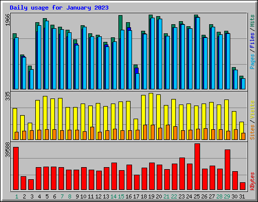 Daily usage for January 2023