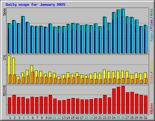 Daily usage for January 2025